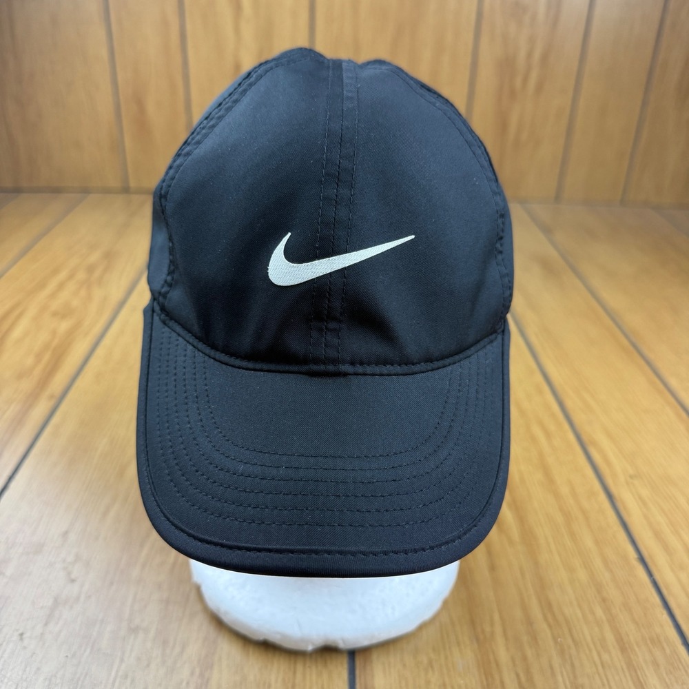 Nike Featherlight Dri-FIT Running Hat Black Adjustable Performance Cap Swoosh